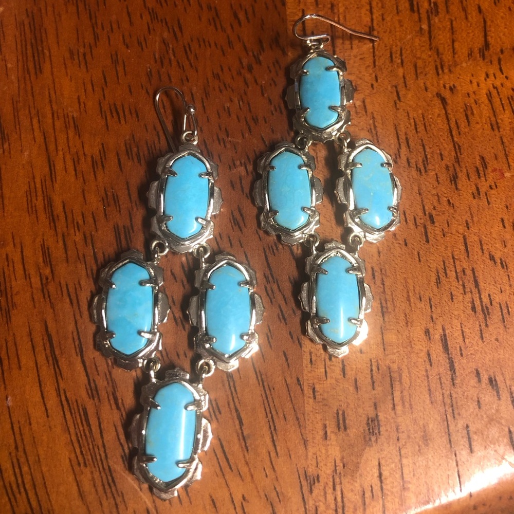 Vintage and HTF Kendra Scott gold Carla earrings turquoise